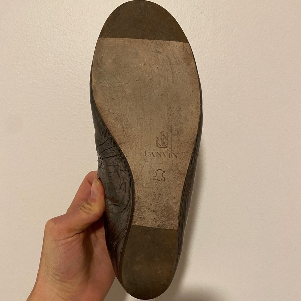 Lanvin Leather Metallic Ballet Flats 37 - Picture 3 of 3